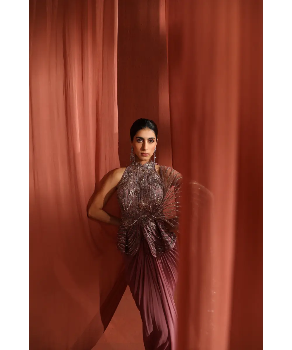 ADAARA COUTURE - Blossom Peplum Saree
